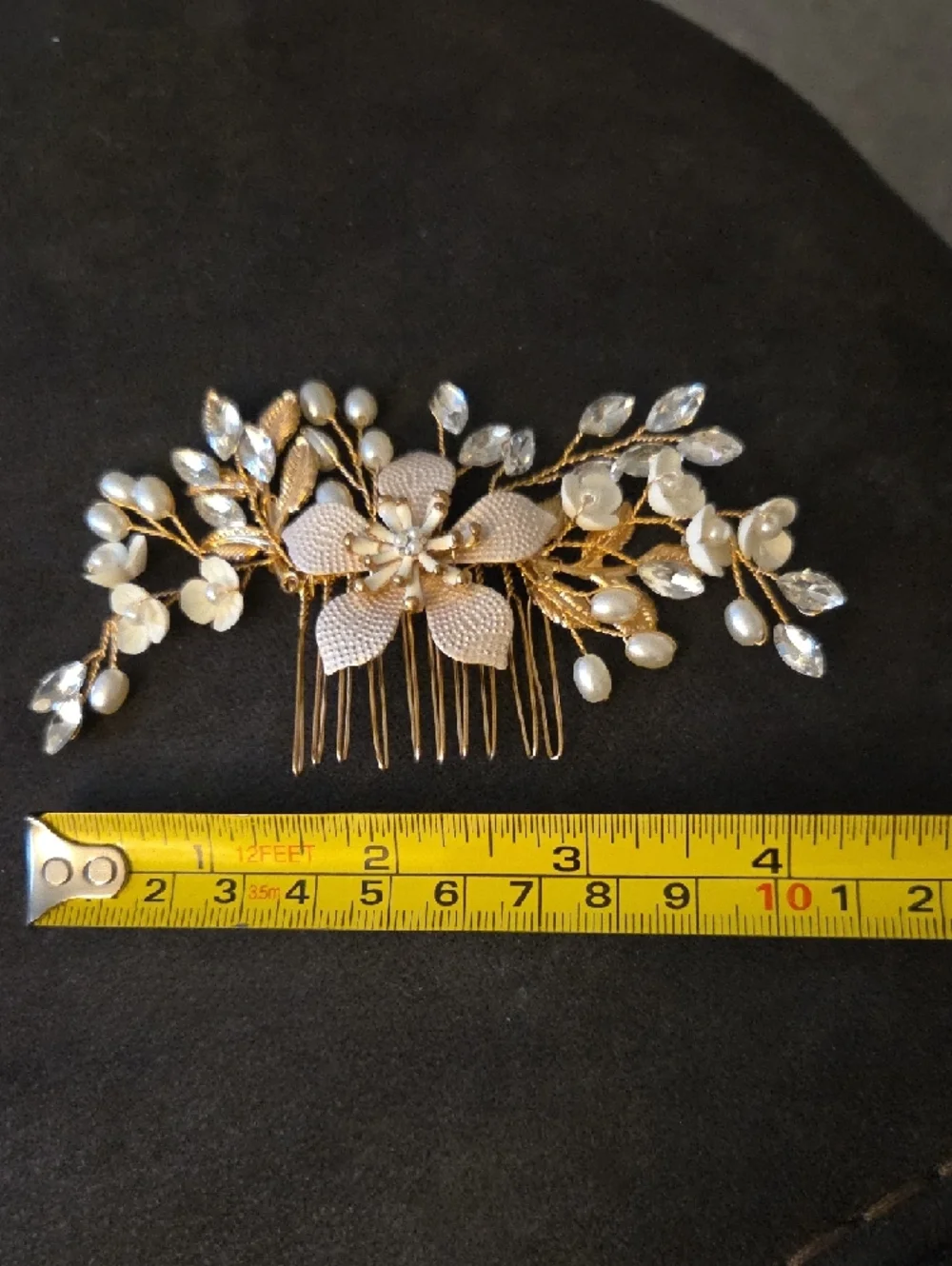 Gold Floral Pearl Hair Comb - Ivory Accents, NIP Wedding Hair Accessory